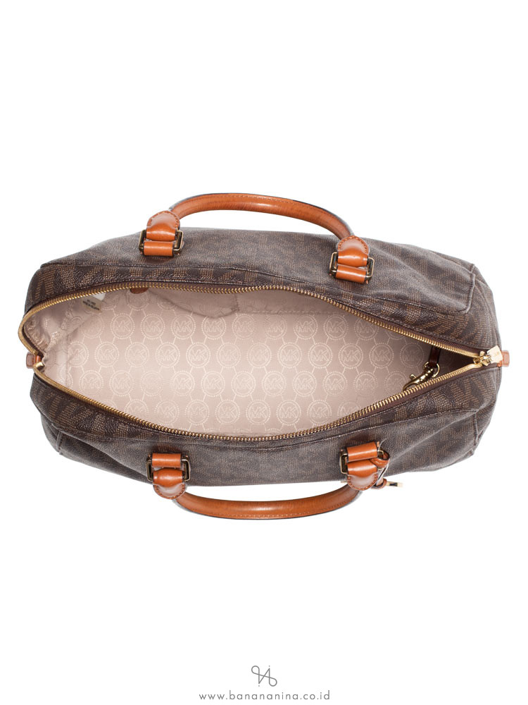 MICHAEL KORS Jet Set Travel Large Monogram Satchel Brown