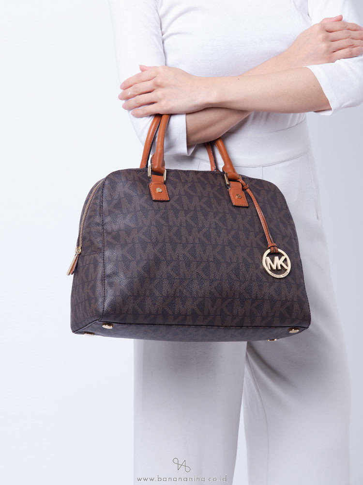 MICHAEL KORS Jet Set Travel Large Monogram Satchel Brown