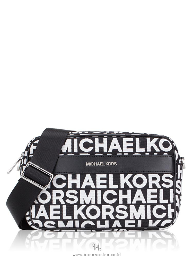 MICHAEL KORS Kenly Monogram Canvas large Pocket Crossbody Black Multi