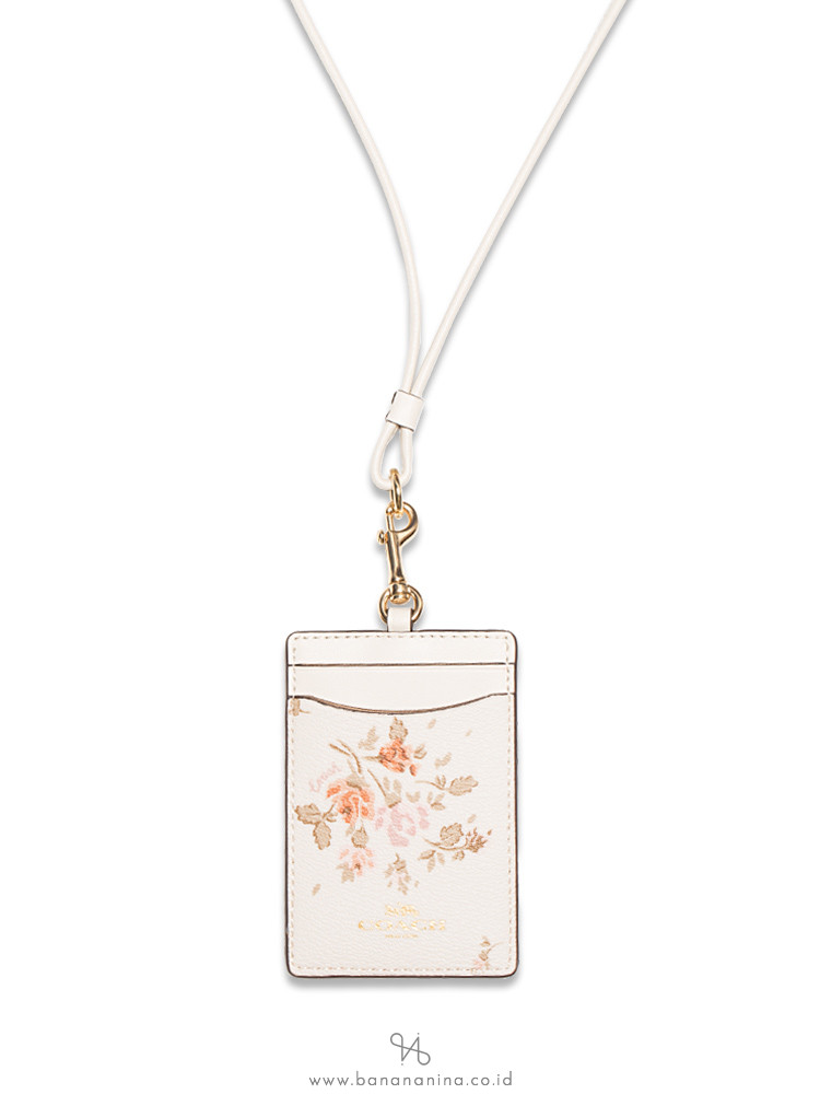 COACH 91792 Rose Bouquet Print ID Lanyard Chalk Multi