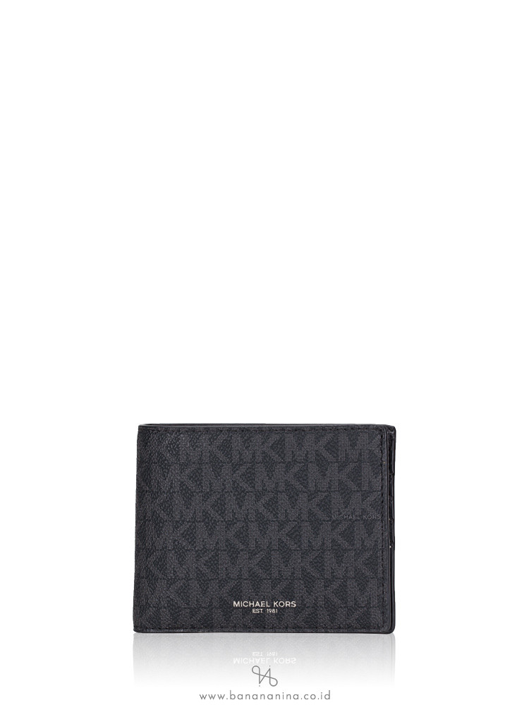 MICHAEL KORS Men Signature Cooper Billfold Passcase Wallet Black