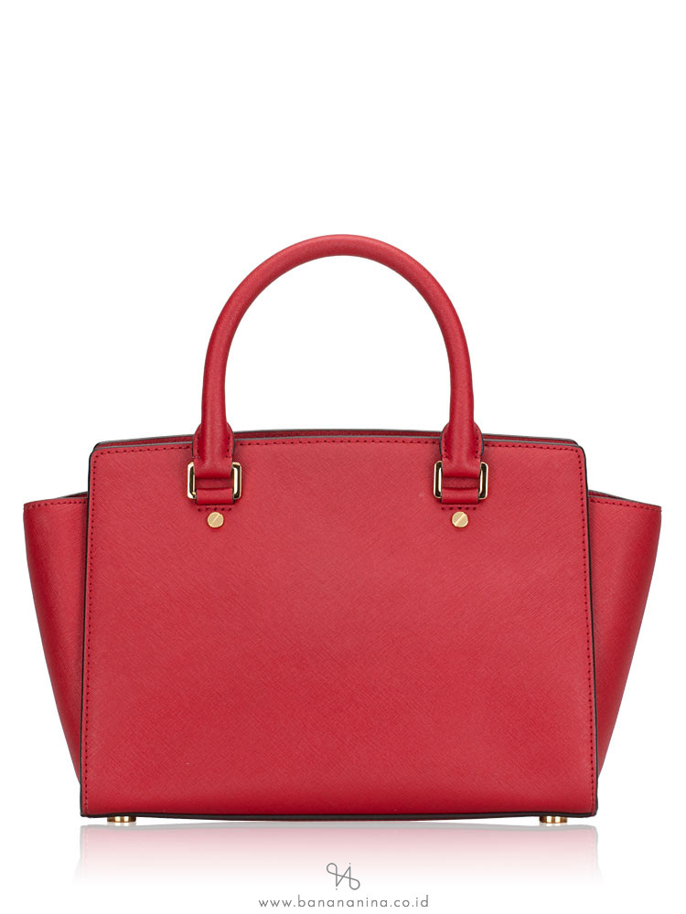 MICHAEL KORS Selma Medium Leather Satchel Red
