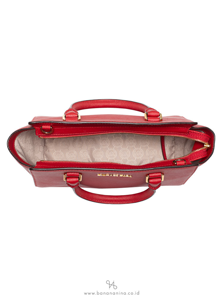MICHAEL KORS Selma Medium Leather Satchel Red