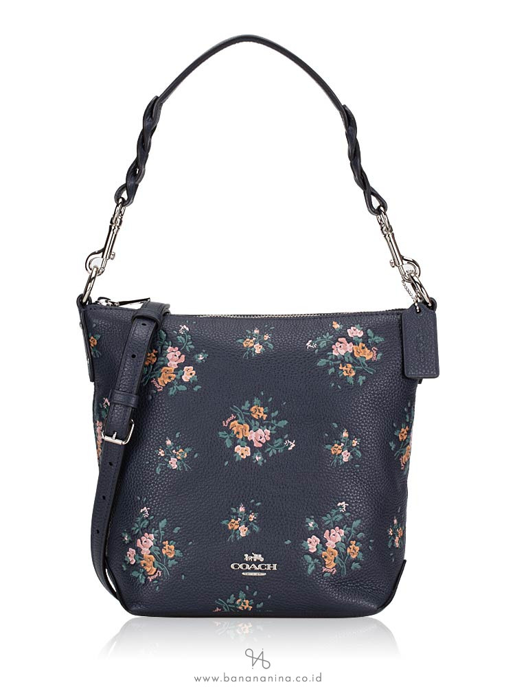 COACH 91022 Rose Bouquet Print Abby Shoulder Bag Midnight