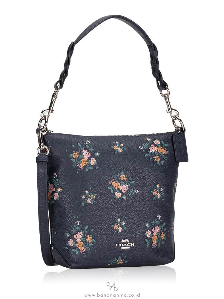 COACH 91022 Rose Bouquet Print Abby Shoulder Bag Midnight