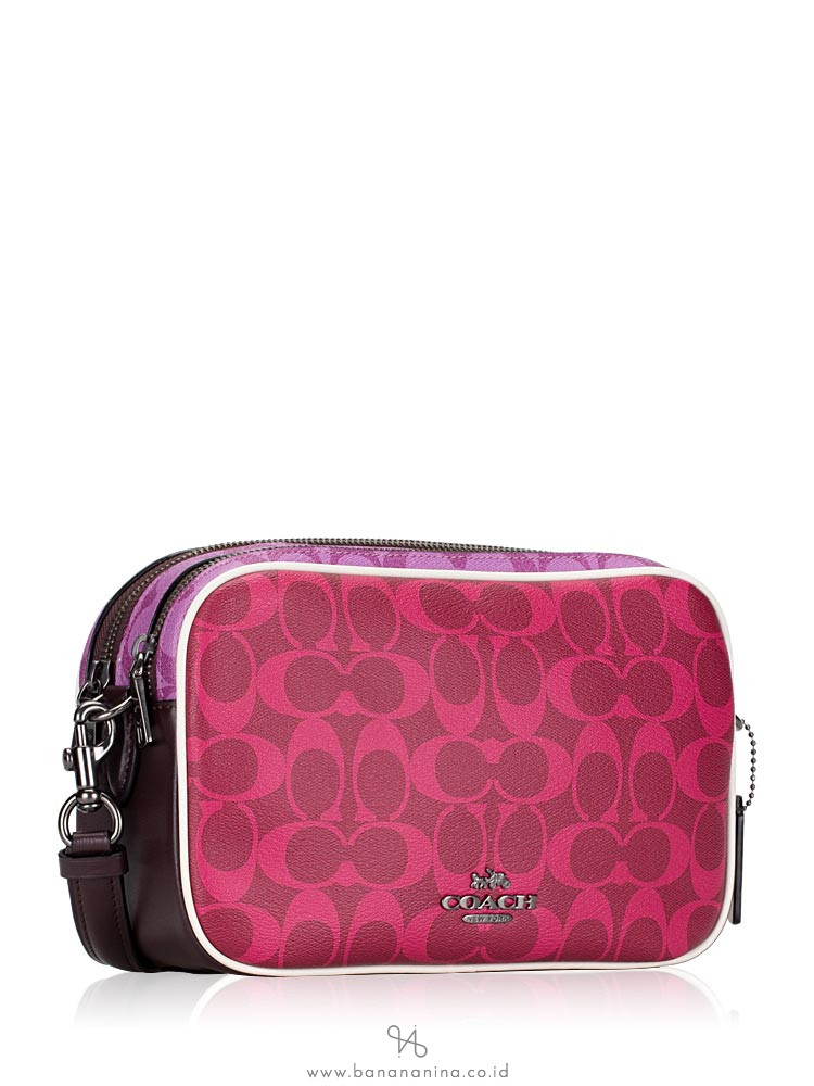 COACH 90398 Triple Blocked Signature Jes Crossbody Magenta