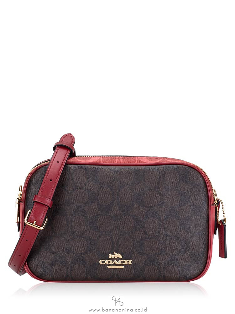 COACH 91077 Blocked Signature Jes Crossbody Brown Red