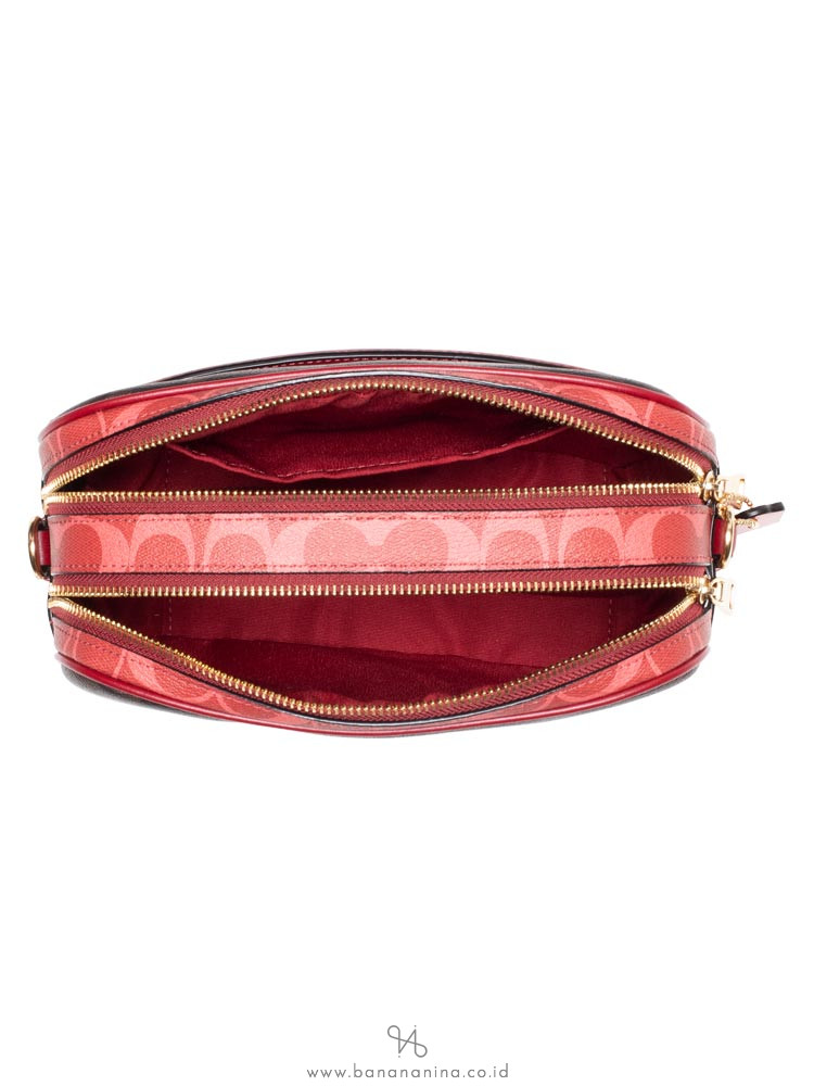 COACH 91077 Blocked Signature Jes Crossbody Brown Red