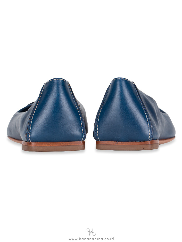 TORY BURCH Reva Deconstructed Leather Flat Provence Blue Sz 9