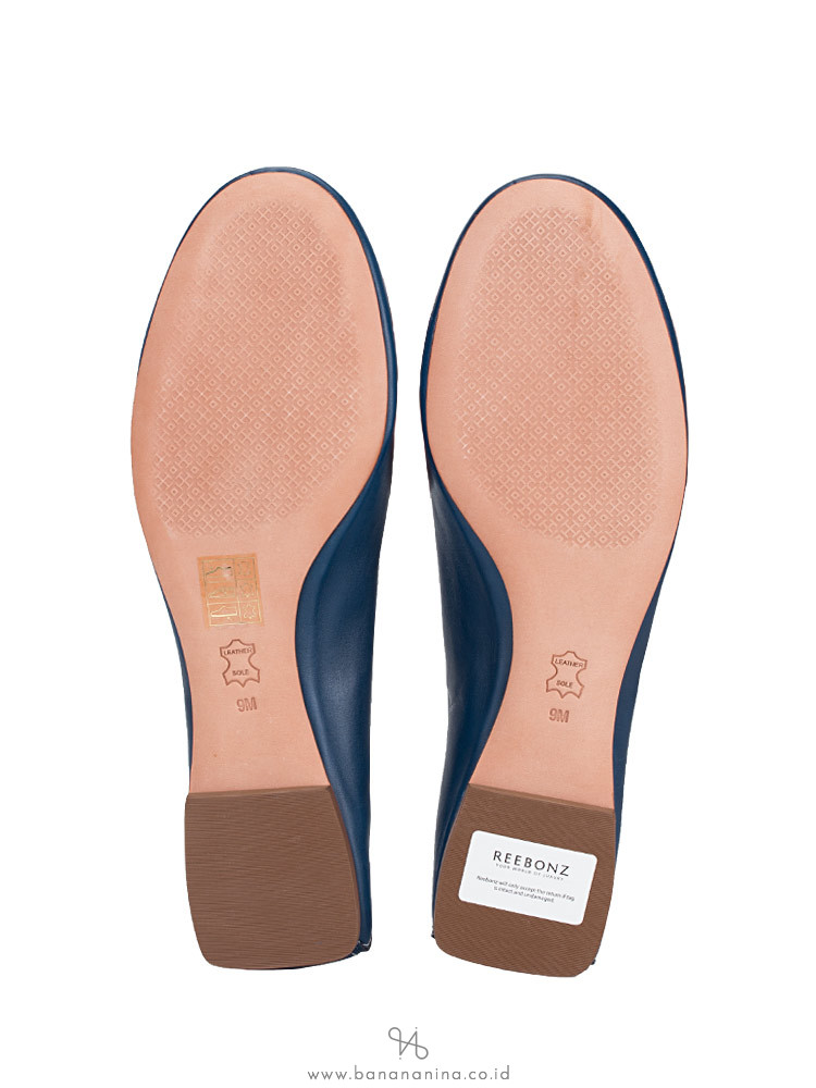 TORY BURCH Reva Deconstructed Leather Flat Provence Blue Sz 9