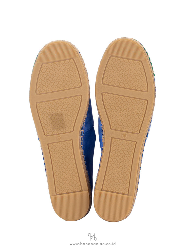 TORY BURCH Colorblock Leather Espadrilles Regal Blue Leaf Green Sz 9