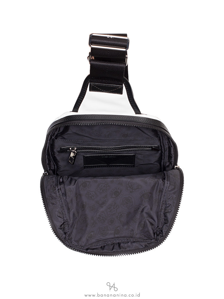 KENZO Men Crew Logo Nylon Sling Pack Off White