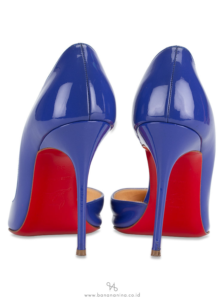 CHRISTIAN LOUBOUTIN Iriza 100 Patent Leather Heels Pervenche Sz 38