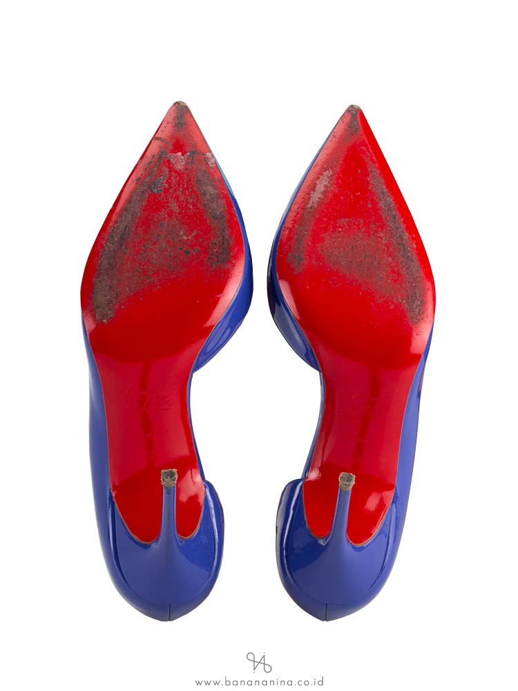 CHRISTIAN LOUBOUTIN Iriza 100 Patent Leather Heels Pervenche Sz 38