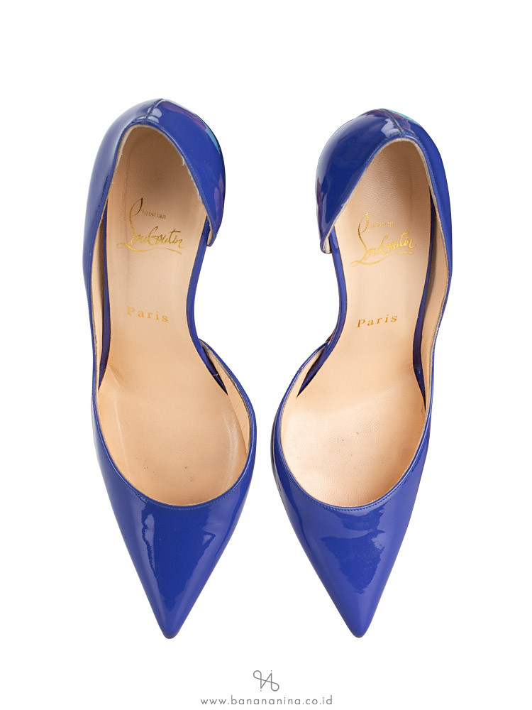 CHRISTIAN LOUBOUTIN Iriza 100 Patent Leather Heels Pervenche Sz 38
