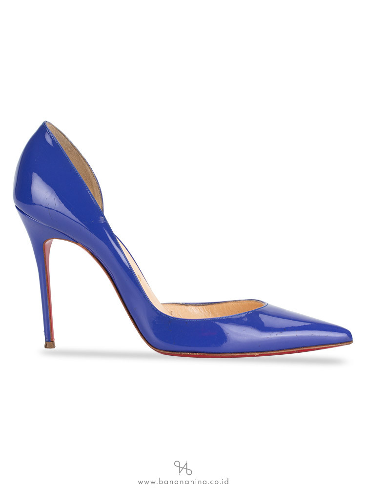 CHRISTIAN LOUBOUTIN Iriza 100 Patent Leather Heels Pervenche Sz 38