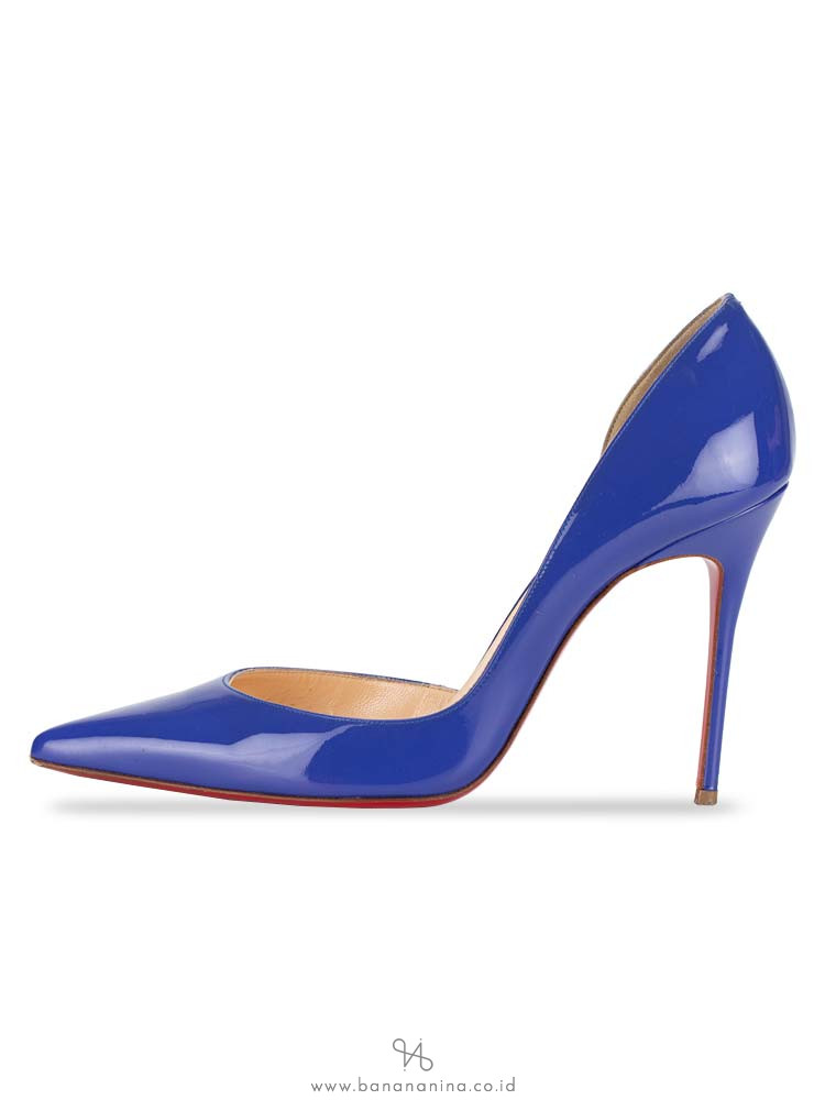 CHRISTIAN LOUBOUTIN Iriza 100 Patent Leather Heels Pervenche Sz 38