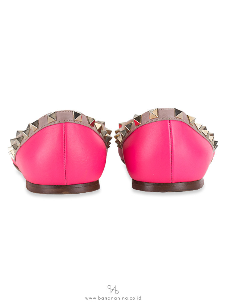 VALENTINO Rockstud Leather Flats Pink Sz 39
