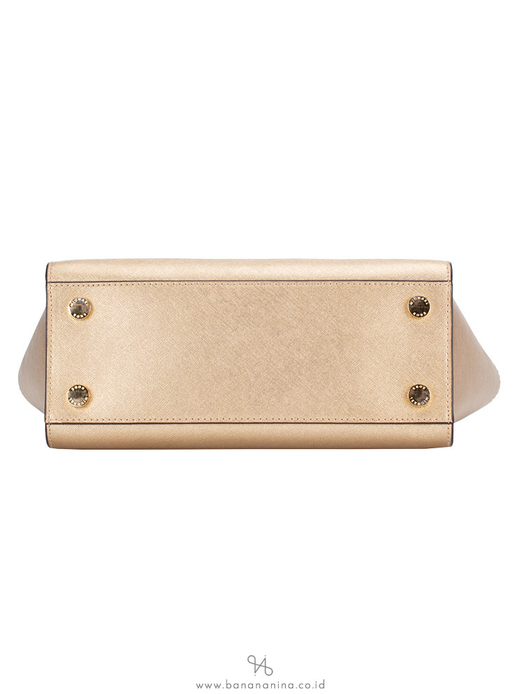 MICHAEL KORS Selma Medium Leather Satchel Pale Gold