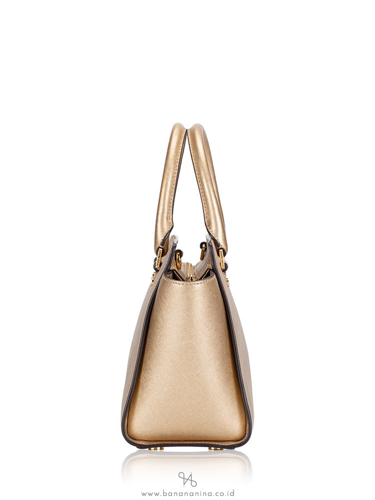 MICHAEL KORS Selma Medium Leather Satchel Pale Gold