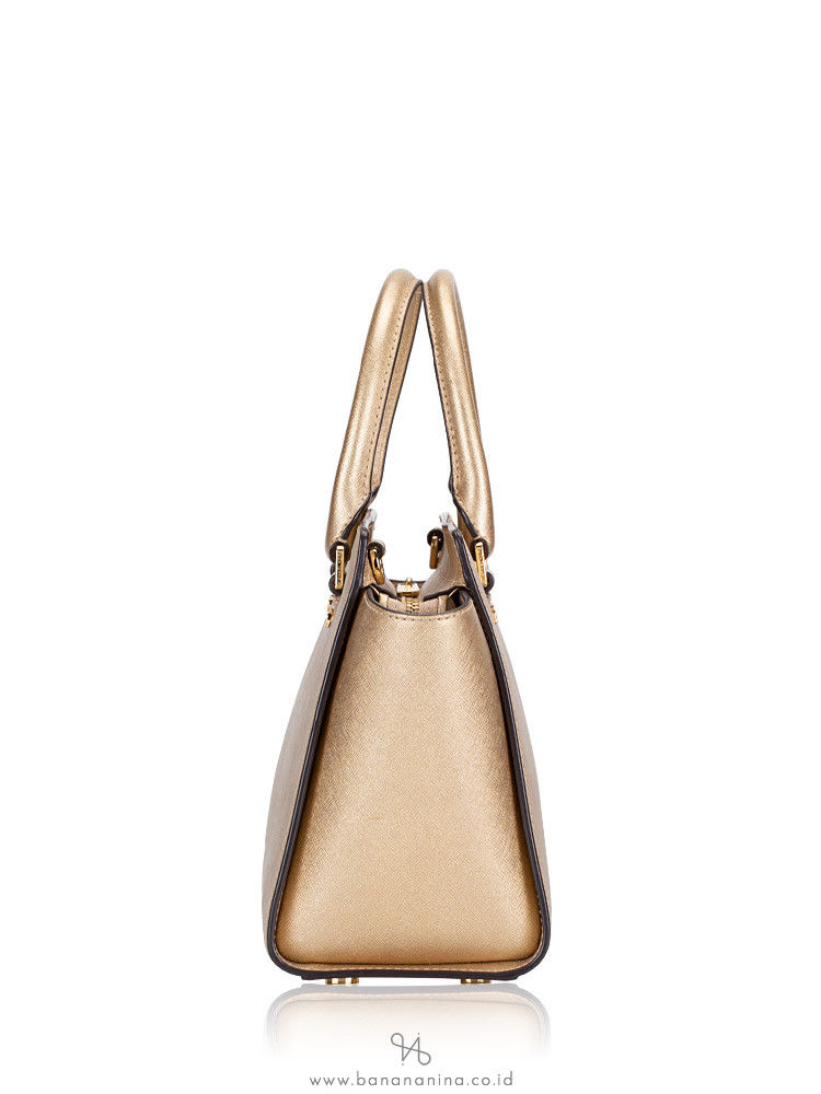 MICHAEL KORS Selma Medium Leather Satchel Pale Gold
