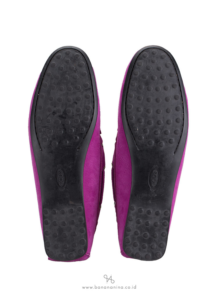 TOD'S Gommino Suede Leather Driver Purple Sz 39