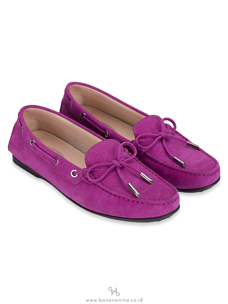 TOD'S Gommino Suede Leather Driver Purple Sz 39