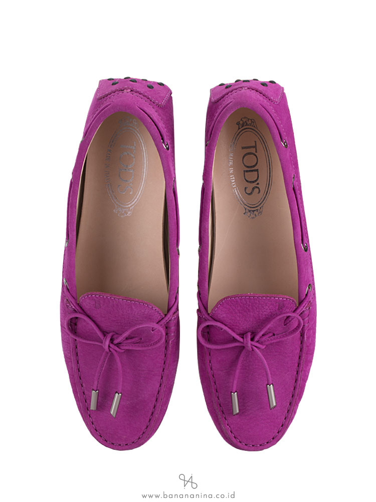TOD'S Gommino Suede Leather Driver Purple Sz 39