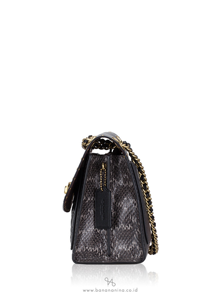 COACH 53344 Signature Embossed Leather Parker Shoulder Bag Black