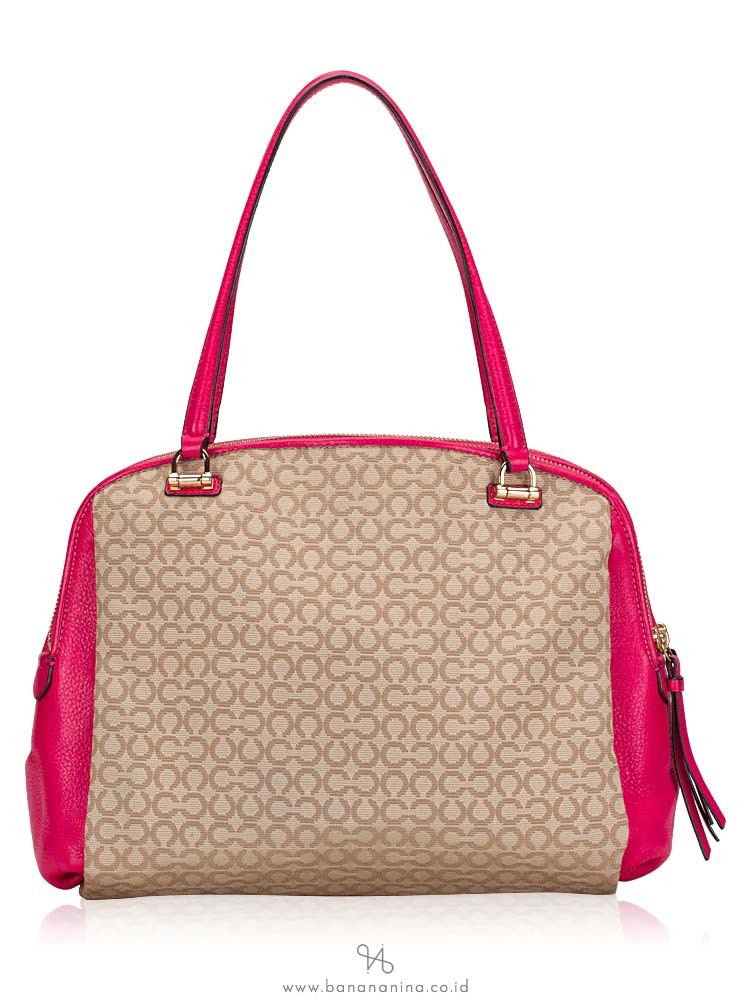 COACH 30094 Madison Art Needlepoint Georgie Satchel Pink Ruby