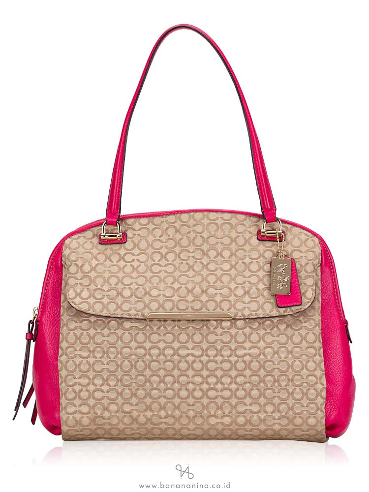 COACH 30094 Madison Art Needlepoint Georgie Satchel Pink Ruby