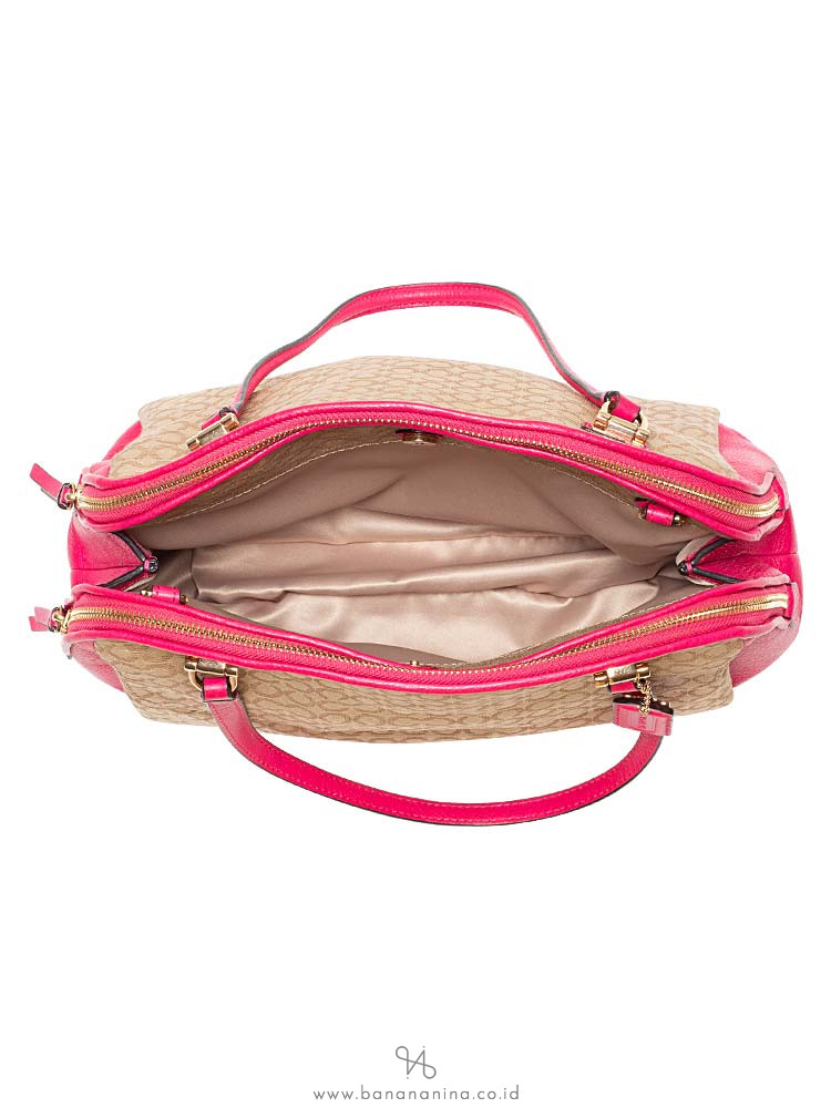 COACH 30094 Madison Art Needlepoint Georgie Satchel Pink Ruby