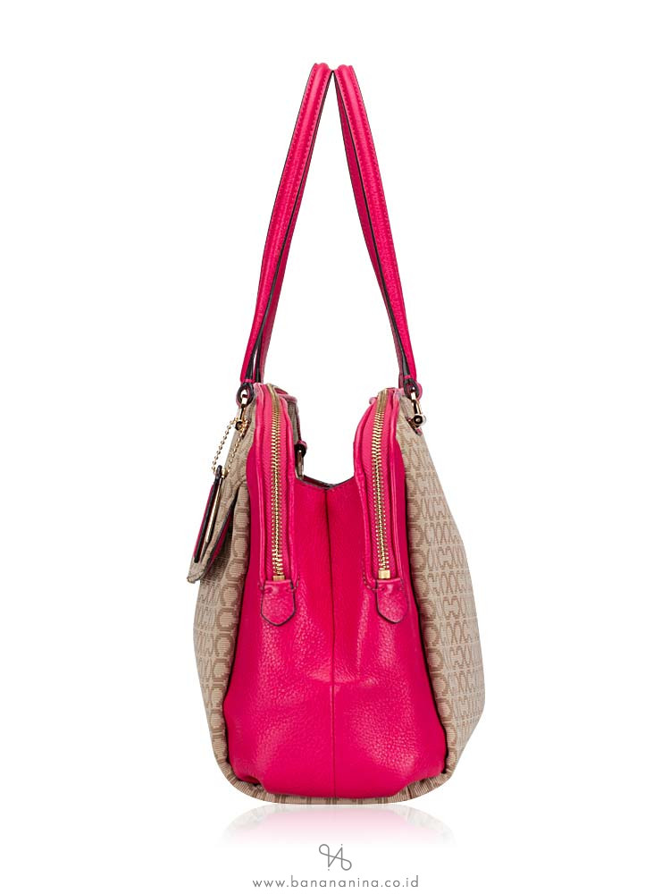 COACH 30094 Madison Art Needlepoint Georgie Satchel Pink Ruby