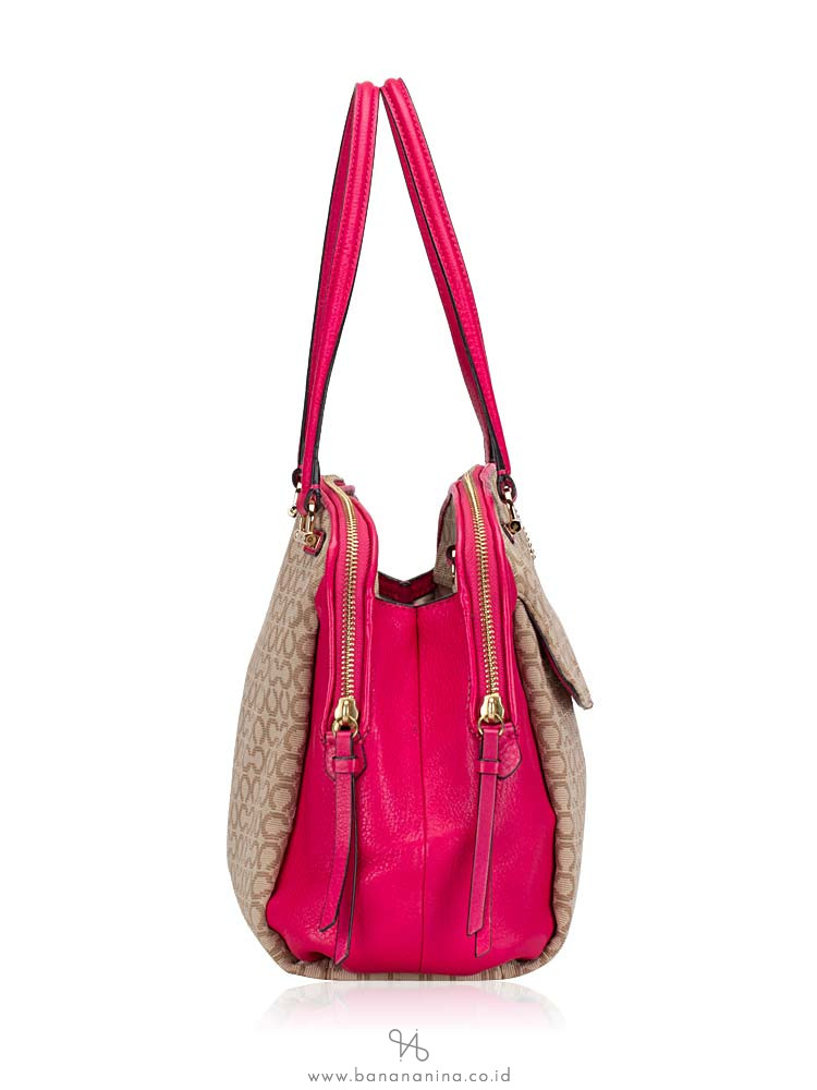 COACH 30094 Madison Art Needlepoint Georgie Satchel Pink Ruby