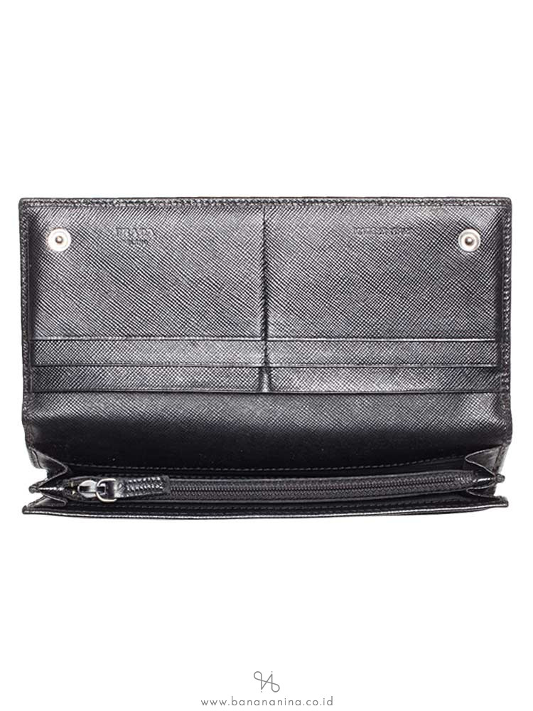 PRADA 1M1132 Saffiano Continental Wallet Black