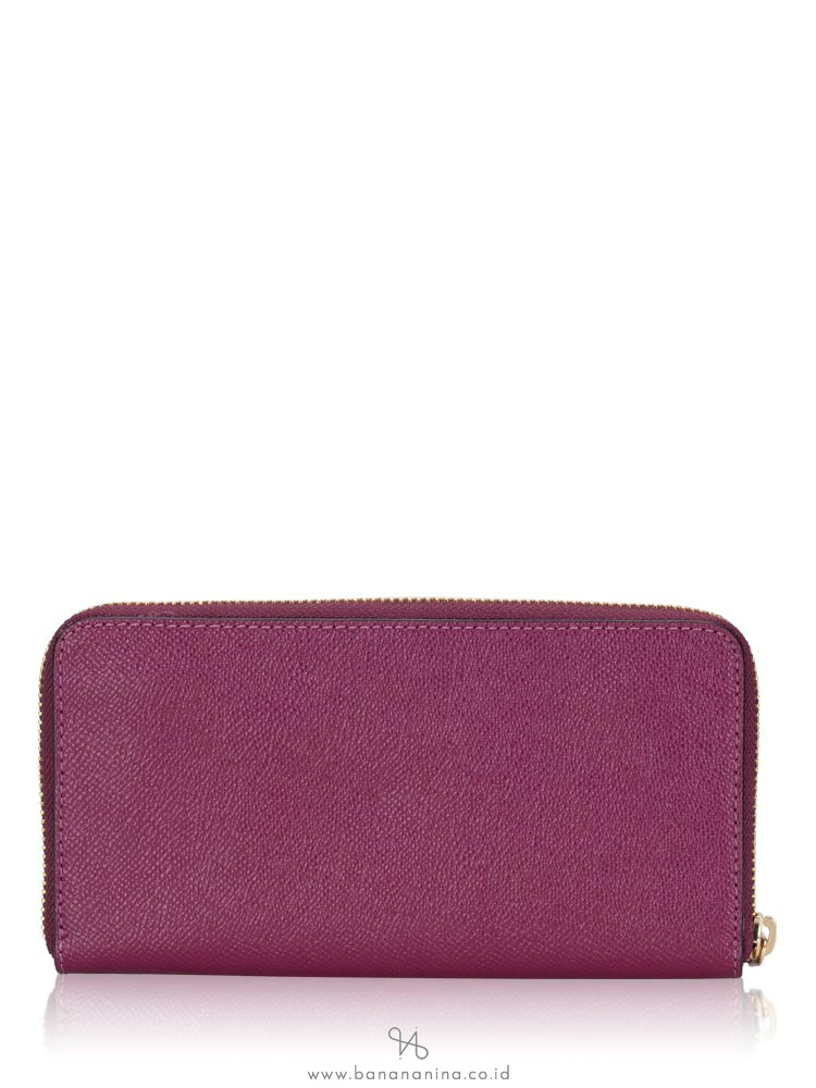 COACH 54007 Crossgrain Leather Zip Wallet Dark Berry