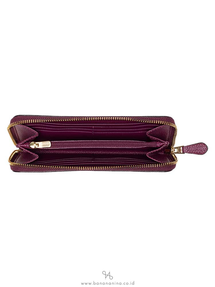 COACH 54007 Crossgrain Leather Zip Wallet Dark Berry
