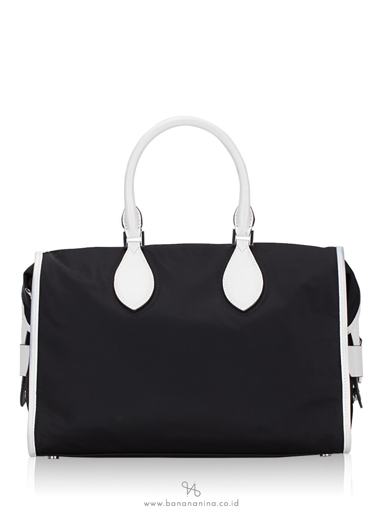 MICHAEL KORS Connie Nylon Large Duffle Bag Black Optic White