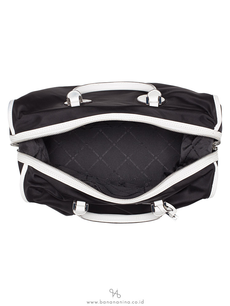 MICHAEL KORS Connie Nylon Large Duffle Bag Black Optic White