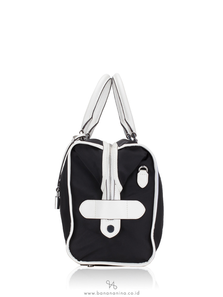 MICHAEL KORS Connie Nylon Large Duffle Bag Black Optic White