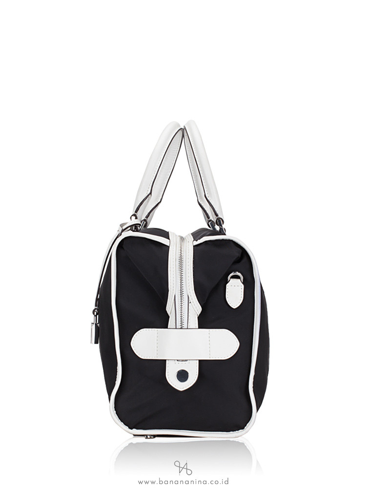 MICHAEL KORS Connie Nylon Large Duffle Bag Black Optic White