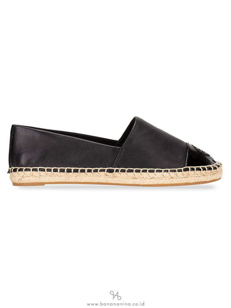 TORY BURCH Colorblock Mixed Leather Espadrille Perfect Black Sz 7.5