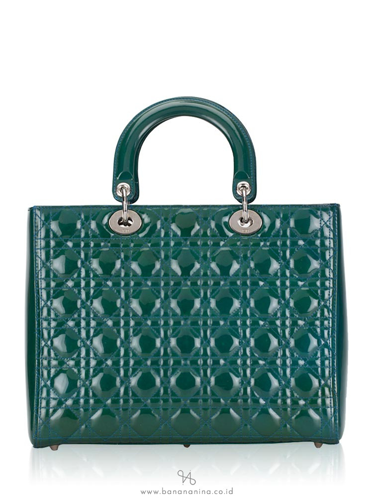 CHRISTIAN DIOR Patent Leather Large Lady Dior Green