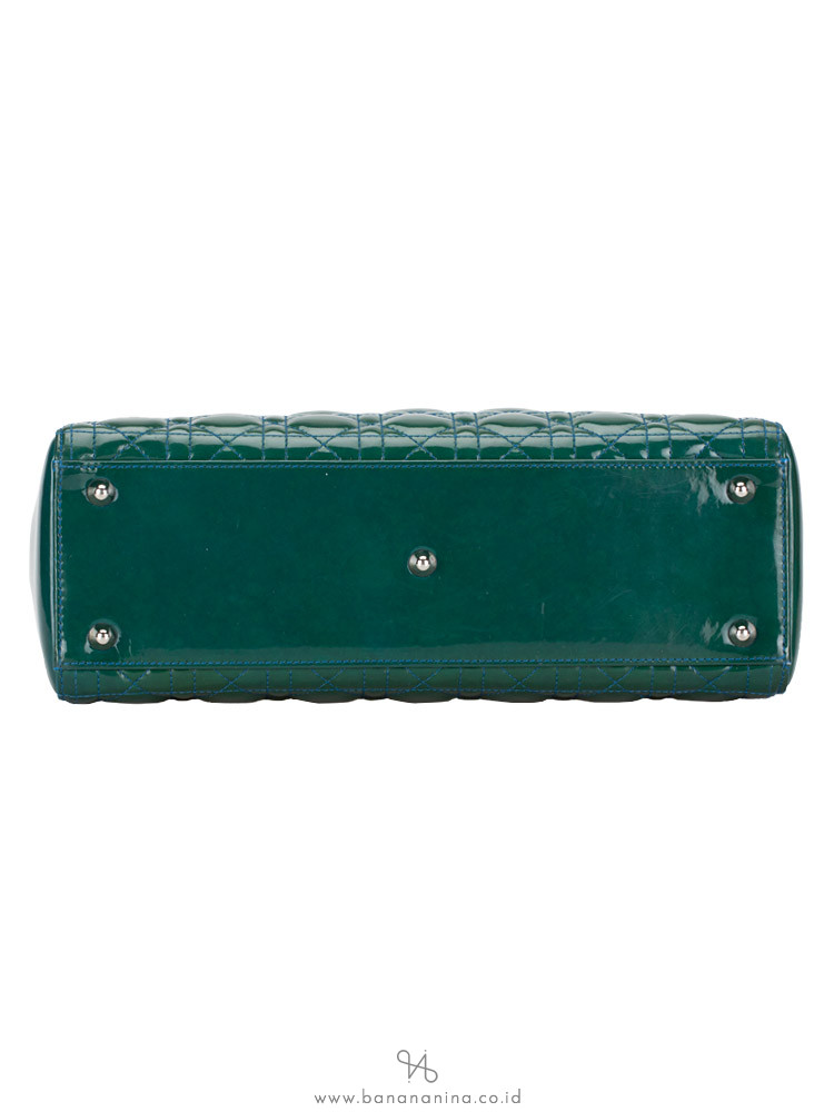 CHRISTIAN DIOR Patent Leather Large Lady Dior Green