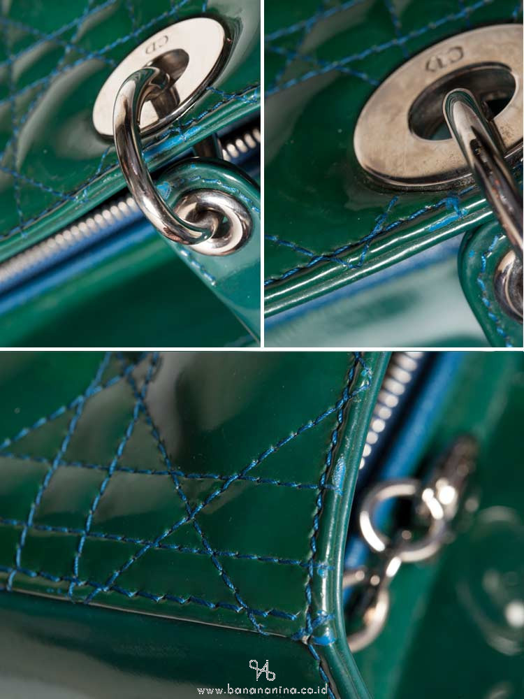 CHRISTIAN DIOR Patent Leather Large Lady Dior Green