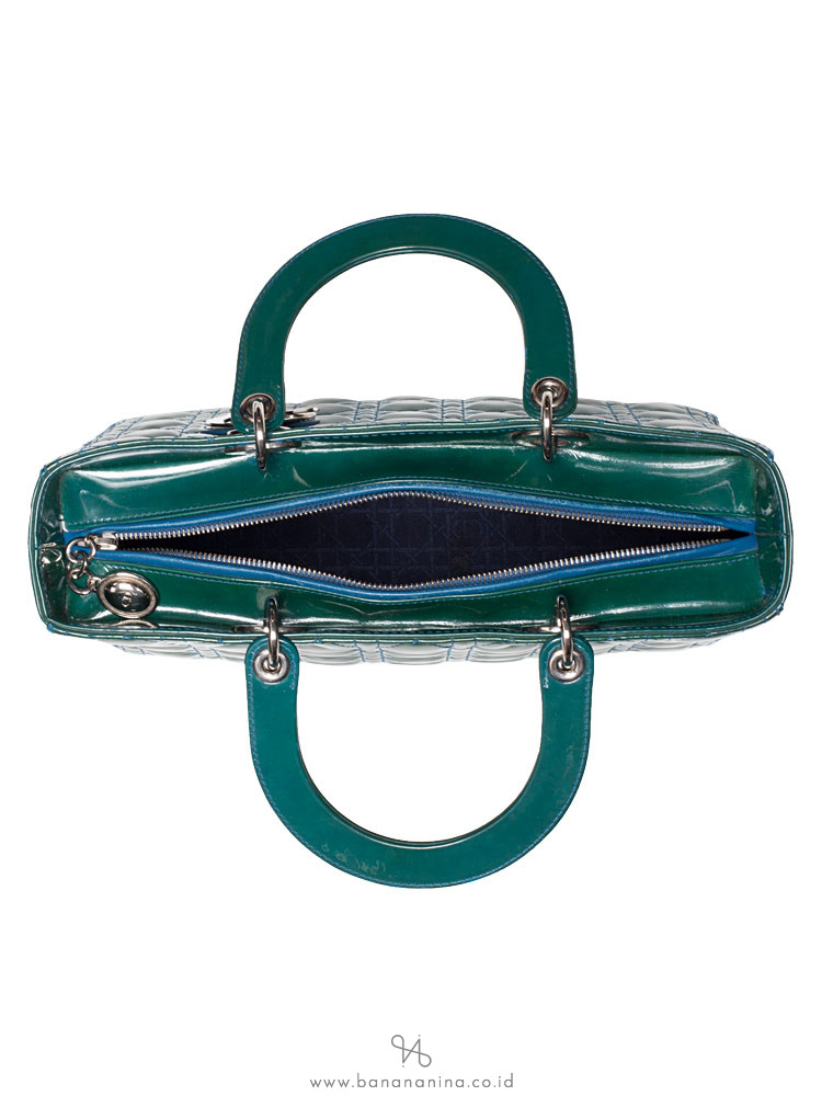 CHRISTIAN DIOR Patent Leather Large Lady Dior Green