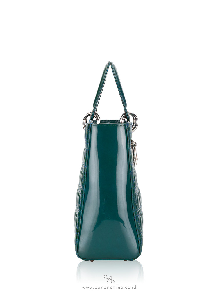 CHRISTIAN DIOR Patent Leather Large Lady Dior Green