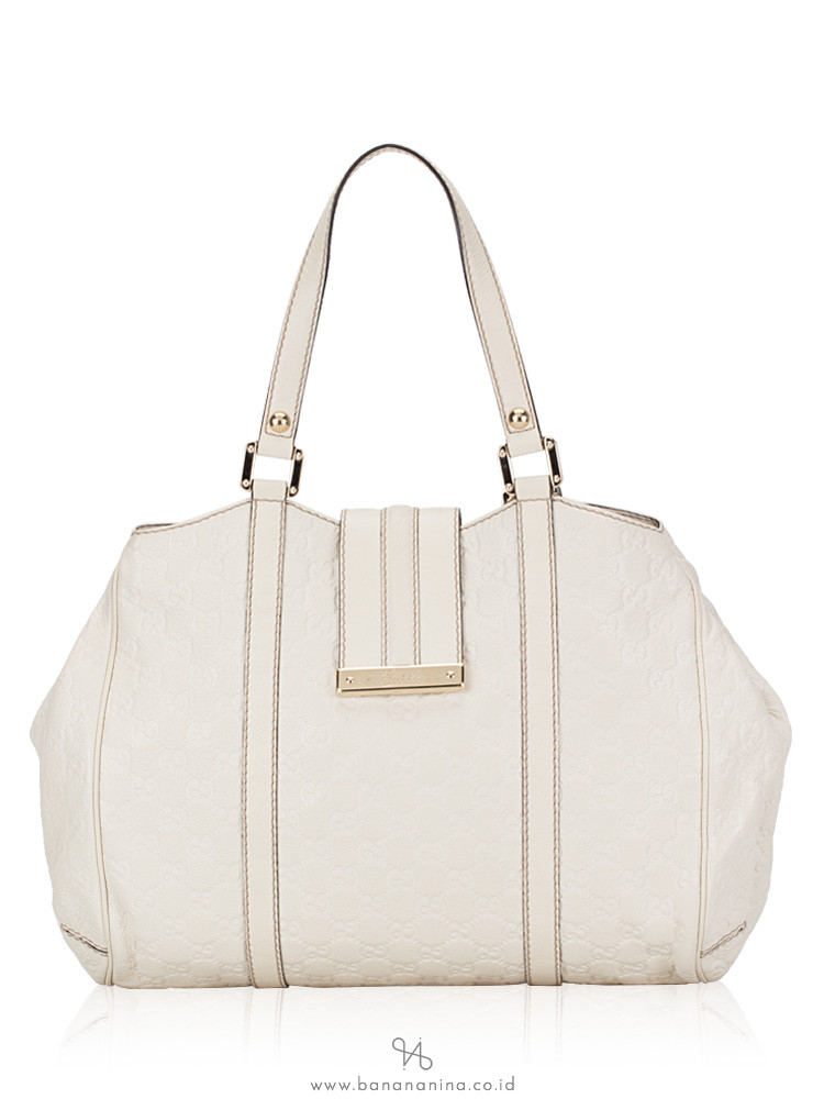 GUCCI Guccissima Web Large Hobo Off White