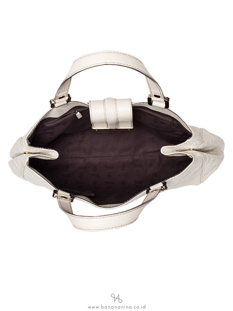 GUCCI Guccissima Web Large Hobo Off White