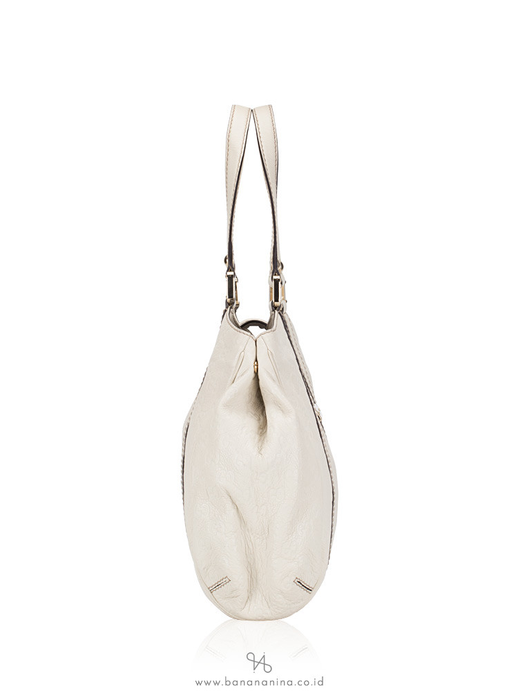 GUCCI Guccissima Web Large Hobo Off White